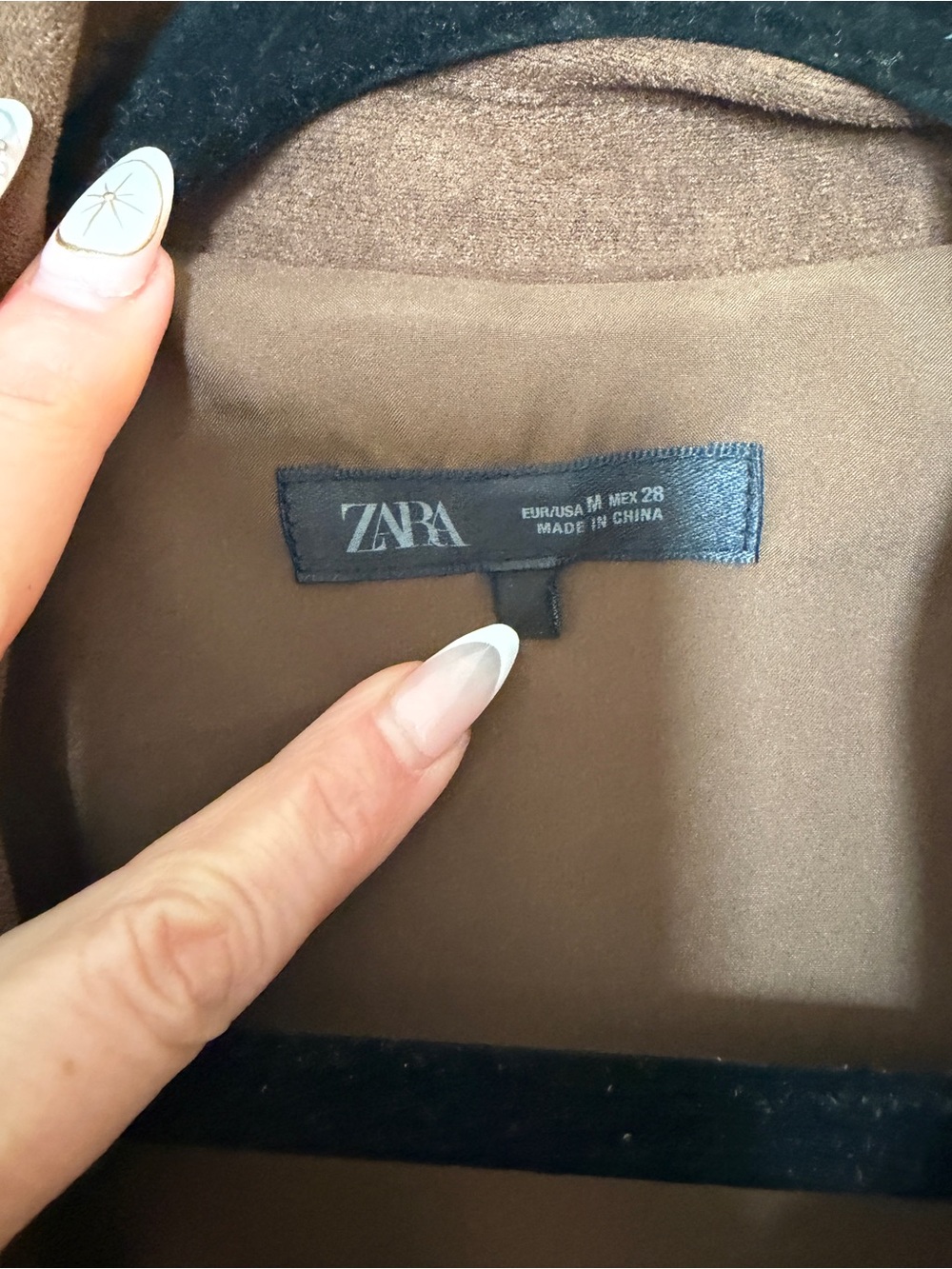Zara Brown OVERSIZED FAUX SUEDE BIKER JACKET - Picture 2 of 3